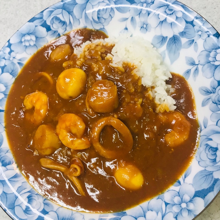 作り置き♪♪いか.えび.ホタテのシーフードカレー